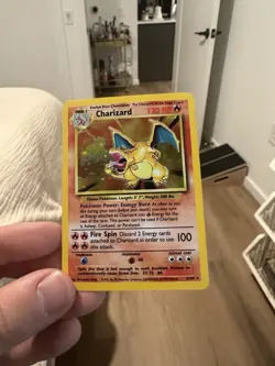 Pokemon TCG Base Set Charizard 4/102 Holo Rare 1999 Unlimited Vintage Card MP - Image 3