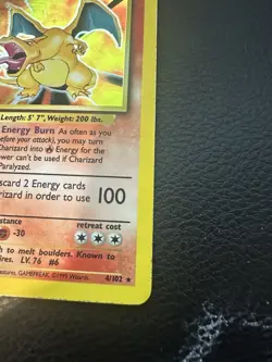 Pokemon TCG Base Set Charizard 4/102 Holo Rare 1999 Unlimited Vintage Card MP - Image 4