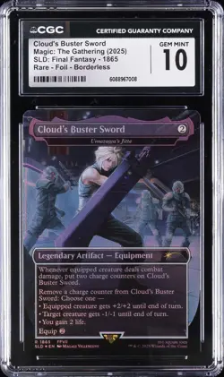 2025 MTG RARE FOIL BORDERLESS #1865 CLOUD'S BUSTER SWORD CGC 10 GEM MINT - Image 1