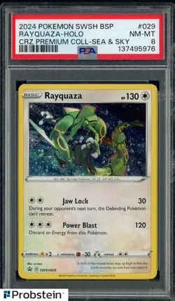 2024 Pokemon SWSH BSP CRZ Premium Coll Sea & Sky #029 Rayquaza - Holo PSA 8 - Image 1