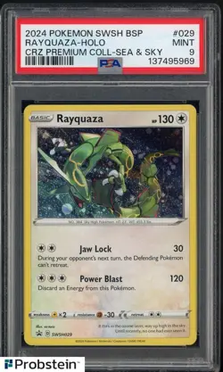 2024 Pokemon SWSH BSP CRZ Premium Coll Sea & Sky #029 Rayquaza - Holo PSA 9 - Image 1