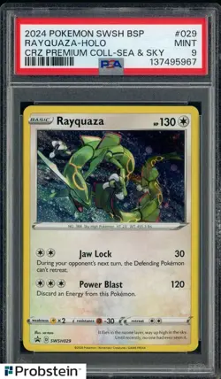 2024 Pokemon SWSH BSP CRZ Premium Coll Sea & Sky #029 Rayquaza - Holo PSA 9 - Image 1