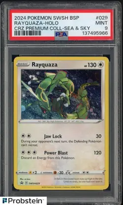 2024 Pokemon SWSH BSP CRZ Premium Coll Sea & Sky #029 Rayquaza - Holo PSA 9 - Image 1