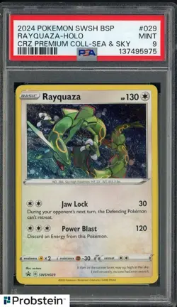 2024 Pokemon SWSH BSP CRZ Premium Coll Sea & Sky #029 Rayquaza - Holo PSA 9 - Image 1