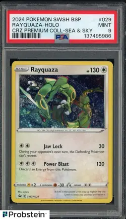 2024 Pokemon SWSH BSP CRZ Premium Coll Sea & Sky #029 Rayquaza - Holo PSA 9 - Image 1