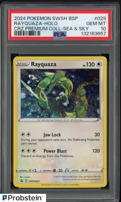 2024 Pokemon SWSH BSP CRZ Premium Coll Sea & Sky #029 Rayquaza - Holo PSA 9 - Image 1