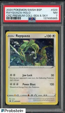 2024 Pokemon SWSH BSP CRZ Premium Coll Sea & Sky #029 Rayquaza - Holo PSA 7 - Image 1