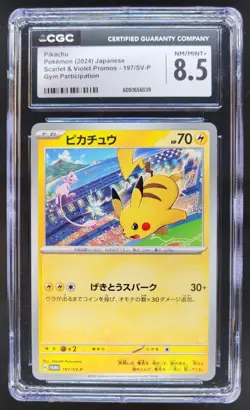 2024 POKEMON JAPANESE PIKACHU GYM PARTICIPATION 197/SV-P CGC 8.5 PT - Image 1