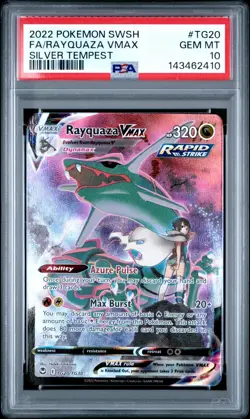 PSA 10 Pokemon Full Art Rayquaza VMAX Silver Tempest SWSH TG20 - Image 1