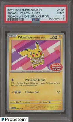 2024 Pokemon SV-P Pikachu's Indonesian Journey Pikachu Berkemeja Batik PSA 10 - Image 1