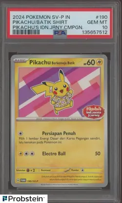 2024 Pokemon SV-P Pikachu's Indonesian Journey Pikachu Berkemeja Batik PSA 10 - Image 1