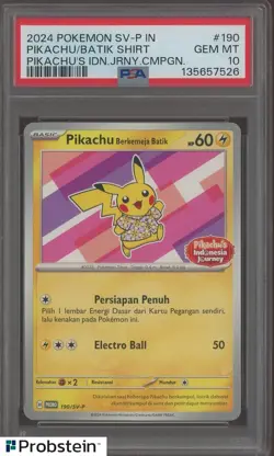 2024 Pokemon SV-P Pikachu's Indonesian Journey Pikachu Berkemeja Batik PSA 10 - Image 1