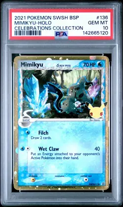 2021 POKEMON SWSH BLACK STAR PROMO CELEBRATIONS COLL #136 MIMIKYU-HOLO PSA 10 - Image 1