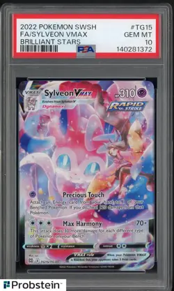 2022 Pokemon SWSH Brilliant Stars #TG15 FA Sylveon VMax PSA 10 GEM MINT - Image 1