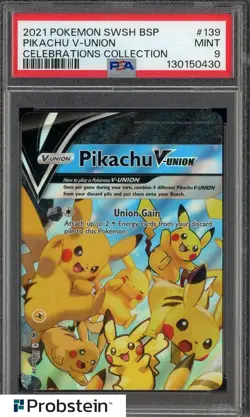 2021 POKEMON SWSH BLACK STAR PROMO #139 PIKACHU V-UNION CELEBRATIONS COLL PSA 9 - Image 1