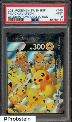 2021 POKEMON SWSH BLACK STAR PROMO #140 PIKACHU V-UNION CELEBRATIONS COLL PSA 9 - Image 1