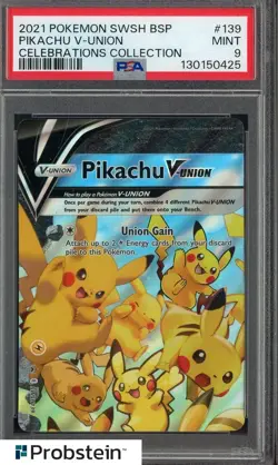 2021 POKEMON SWSH BLACK STAR PROMO #139 PIKACHU V-UNION CELEBRATIONS COLL PSA 9 - Image 1