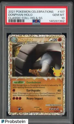 2021 Pokemon Celebrations Classic HG & SS #107 Donphan Holo PSA 10 GEM MINT - Image 1
