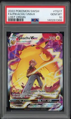 2022 Pokemon SWSH Lost Origin #TG17 FA Pikachu VMax PSA 10 GEM MINT - Image 1