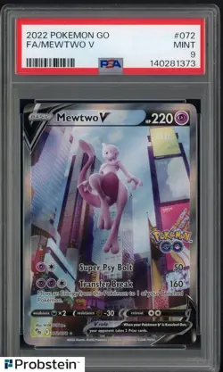 2022 Pokemon Go #072 FA Mewtwo V PSA 9 MINT - Image 1