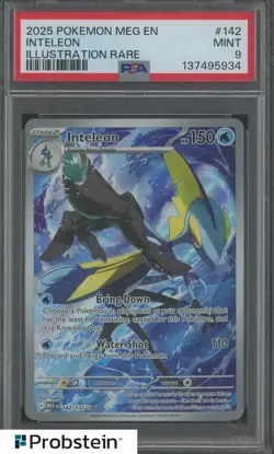 Pokemon English Inteleon #142/132 2025 MEG EN Illustration Rare PSA 9 MINT - Image 1
