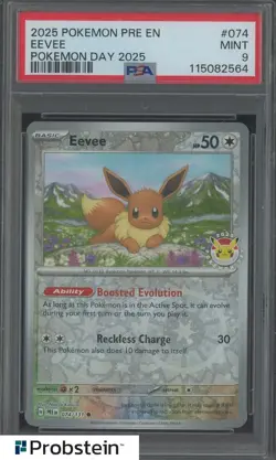 2025 Pokemon PRE EN Pokemon Day 2025 #074 Eevee PSA 9 MINT - Image 1