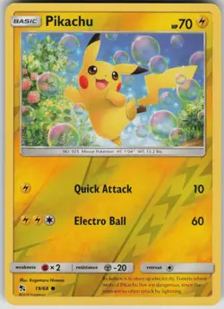 Pokemon TCG Pikachu Common Reverse Holo Hidden Fates 19/68 - Image 1