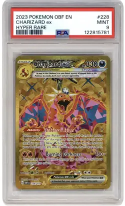 2023 Pokemon Charizard ex 228/197 SV03: Obsidian Flames HYPER RARE PSA 9 - Image 1