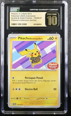 Pokemon Indonesian Pikachu In A Batik Shirt 154/SV-P CGC Pristine 10 - Image 1