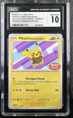 Pokemon Indonesian Pikachu In A Batik Shirt 154/SV-P CGC 10 set of 2 - Image 1