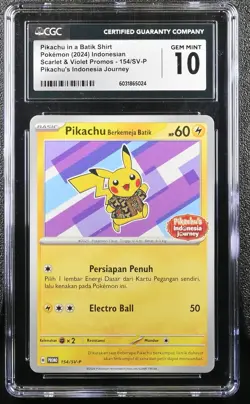 Pokemon Indonesian Pikachu In A Batik Shirt 154/SV-P CGC 10 set of 2 - Image 3