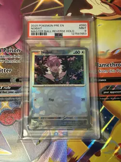 2025 Pokemon PRE EN Noibat Master Ball Reverse Holo #090 PSA 9 MINT - Image 1