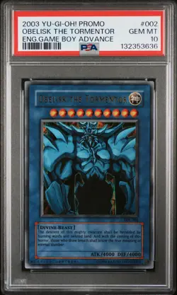 2003 YU-GI-OH! PROMO ENGLISH GAME BOY ADVANCE #002 OBELISK THE TORMENTOR PSA 10 - Image 1