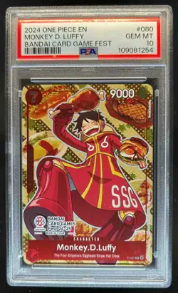 2024 One Piece Bandai Fest Monkey D Luffy #P-080 PSA 10 - Image 1