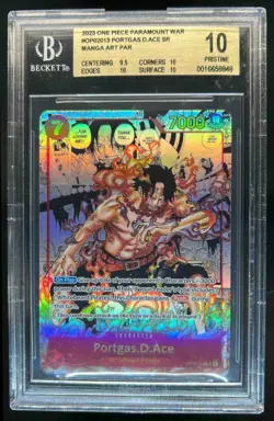 2023 One Piece Paramount War Portgas D Ace Manga Alt Art #OP02-013 BGS 10 - Image 1