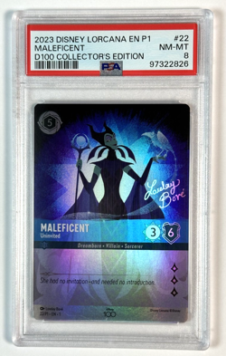 2023 Disney Lorcana Maleficent D100 Collectors Edition PSA 8 - Image 1