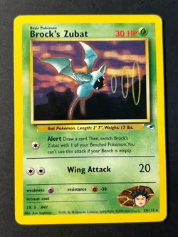 Brock’s Zubat 24/132 Gym Heroes Rare - Pokemon Card MP - Image 1