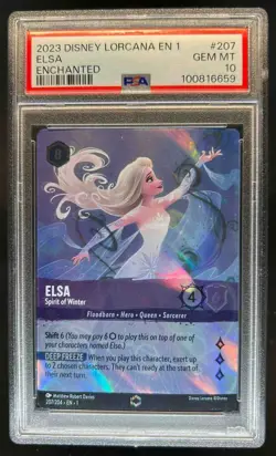 2023 Disney Lorcana Elsa Spirit of Winter Alternate Art Enchanted 207/204 PSA 10 - Image 1