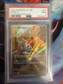 2023 Pokemon SVP EN Mimikyu Paldean Fates ETB #075 Black Star Promo PSA 9 Mint - Image 1