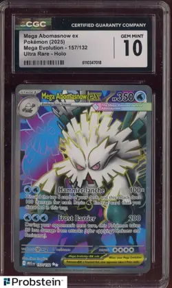 2025 Pokemon Mega Evolution #157/132 Mega Abomasnow Ex UR Holo CGC 10 GEM - Image 1