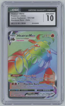2022 Pokemon Astral Radiance Heatran VMAX CGC 10 Rare Rainbow Holo #191 A64 - Image 1