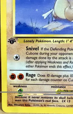 Cubone 50/64 Jungle Set 1st Edition 1999 Vintage Pokemon TCG - Image 3