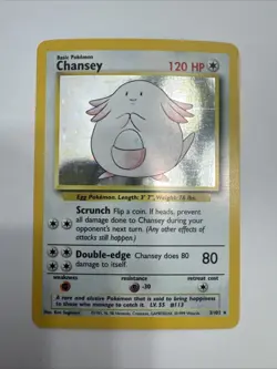 Chansey Holo Rare Base Set 3/102 LP Excellent Condition Vintage Pokemon Card - Image 1