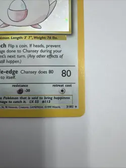 Chansey Holo Rare Base Set 3/102 LP Excellent Condition Vintage Pokemon Card - Image 5