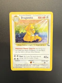 Pokemon Fossil Unlimited Dragonite 4/62 Holo - HP/Damaged - Image 3