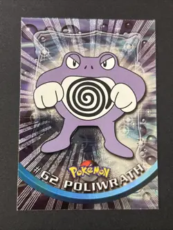 1999 RARE Topps Pokemon #62 Poliwrath Holo Foil Card TV Animation Black - Image 1