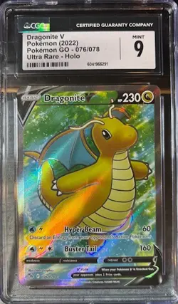 Dragonite V (Full Art) 076/078 Pokemon GO Holo CGC Mint 9 - Image 1