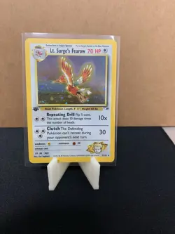 Pokemon Lt. Surge's Fearow 1st Edition Holo Rare Gym Heroes 70 HP #7/132 WOTC - Image 1