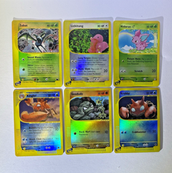 24 Yr Old POKEMON 2002-2003 ALL REVERSE HOLO SKYRIDGE, AQUAPOLIS, EXPEDITION 6pc - Image 1