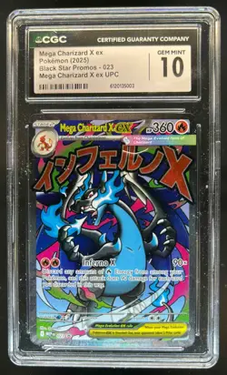 2025 Pokemon MEP Black Star Promos Mega Charizard X ex #023 CGC 10 - Image 1